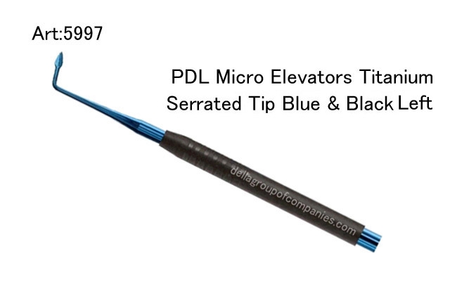 PDL Micro Elevator Titanium Serrated Tip Bule & Black Left
