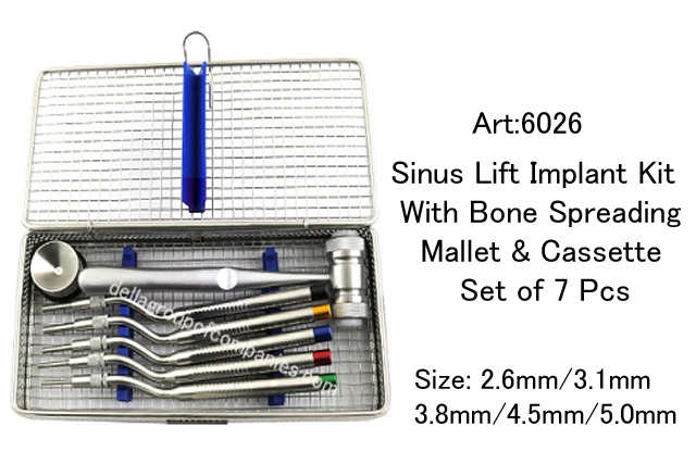 Sinus Lift Implant Kit  With Bone Spreading Mallet & Cassette Set 