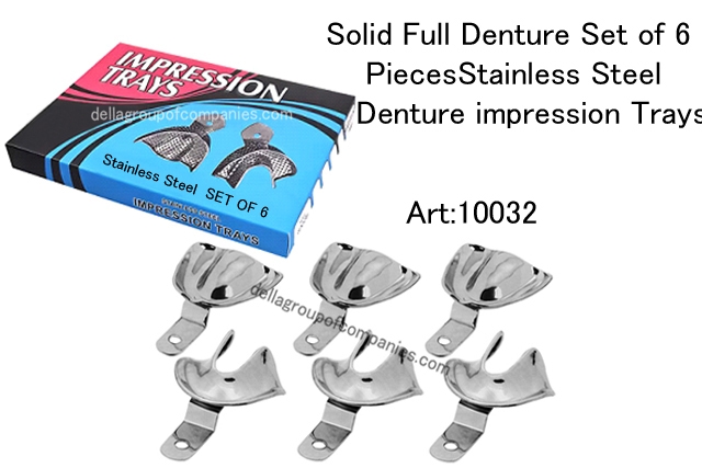 Solid Full Denture Set of 6 Pieces Stainless Steel Denture impression trays