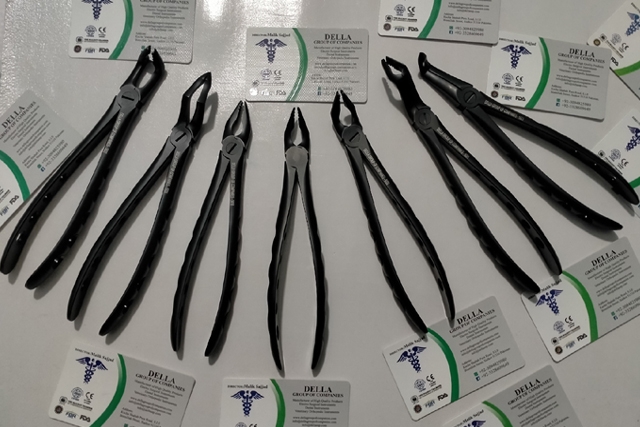 Dental English Roba Extraction Forceps Black color set of 7 Pcs